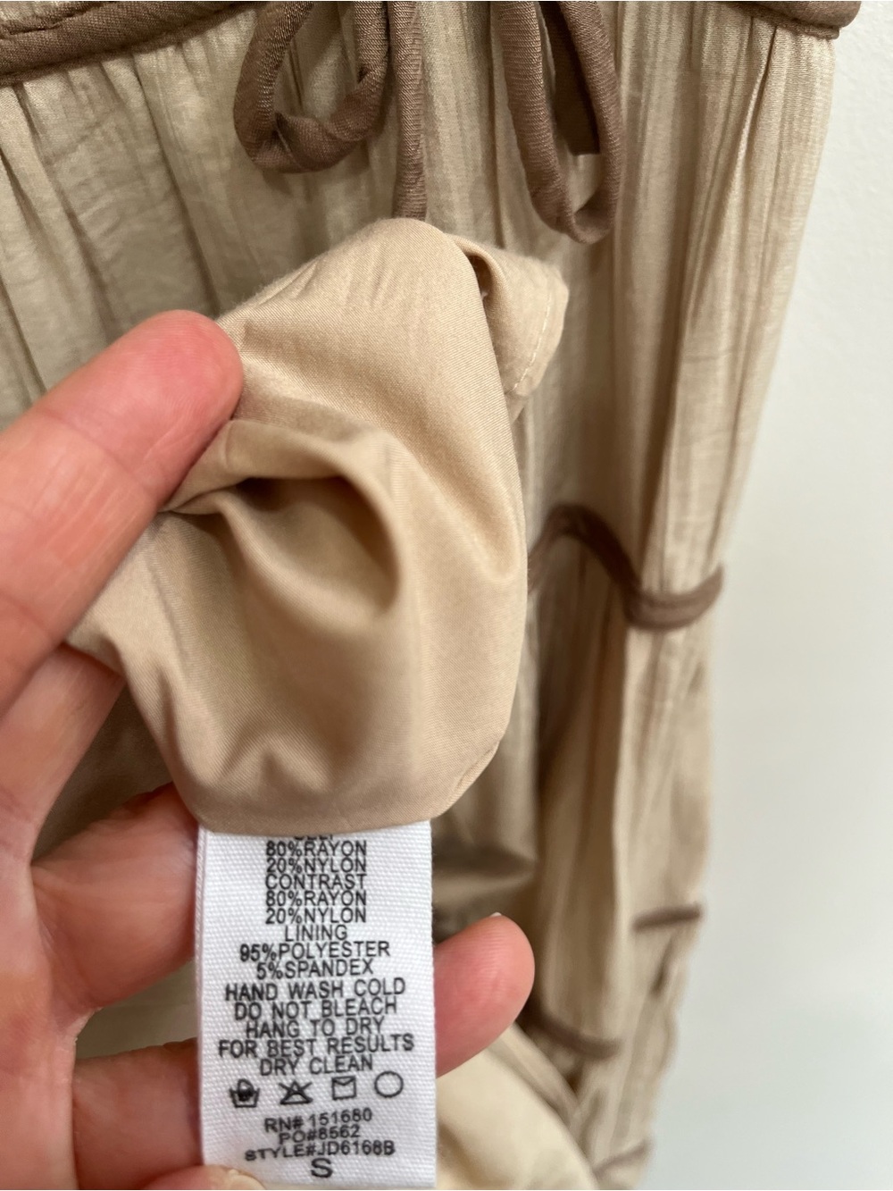 Storia monochromatic tan brown tiered midi dress all over bow details size small - Picture 12 of 13